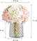 Spring Tabletop Decor – Pink Silk Hydrangea Floral Arrangement in Glass Vase, Artificial Flowers for Home, Office & Dining Table Centerpieces